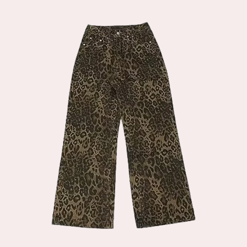 Xenobia - Dames modieuze zomerjeans met luipaardprint