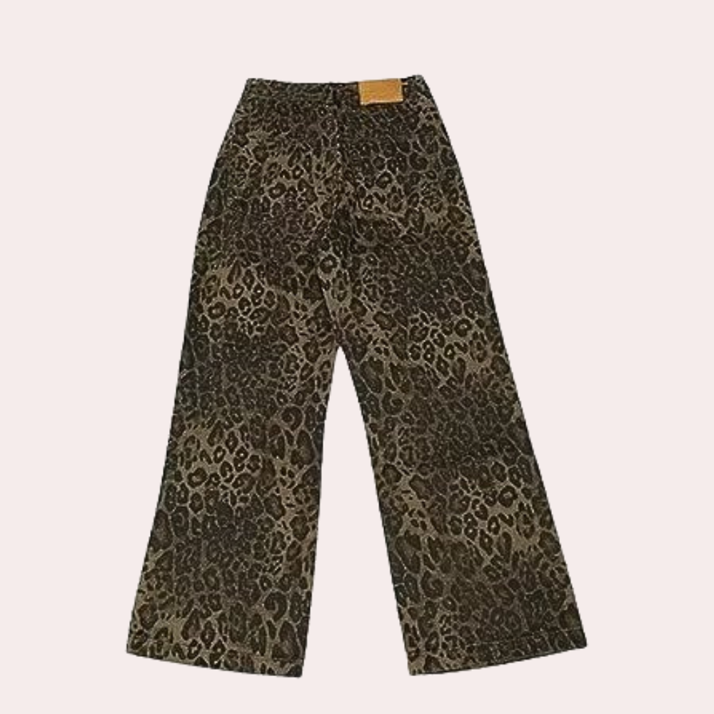 Xenobia - Dames modieuze zomerjeans met luipaardprint