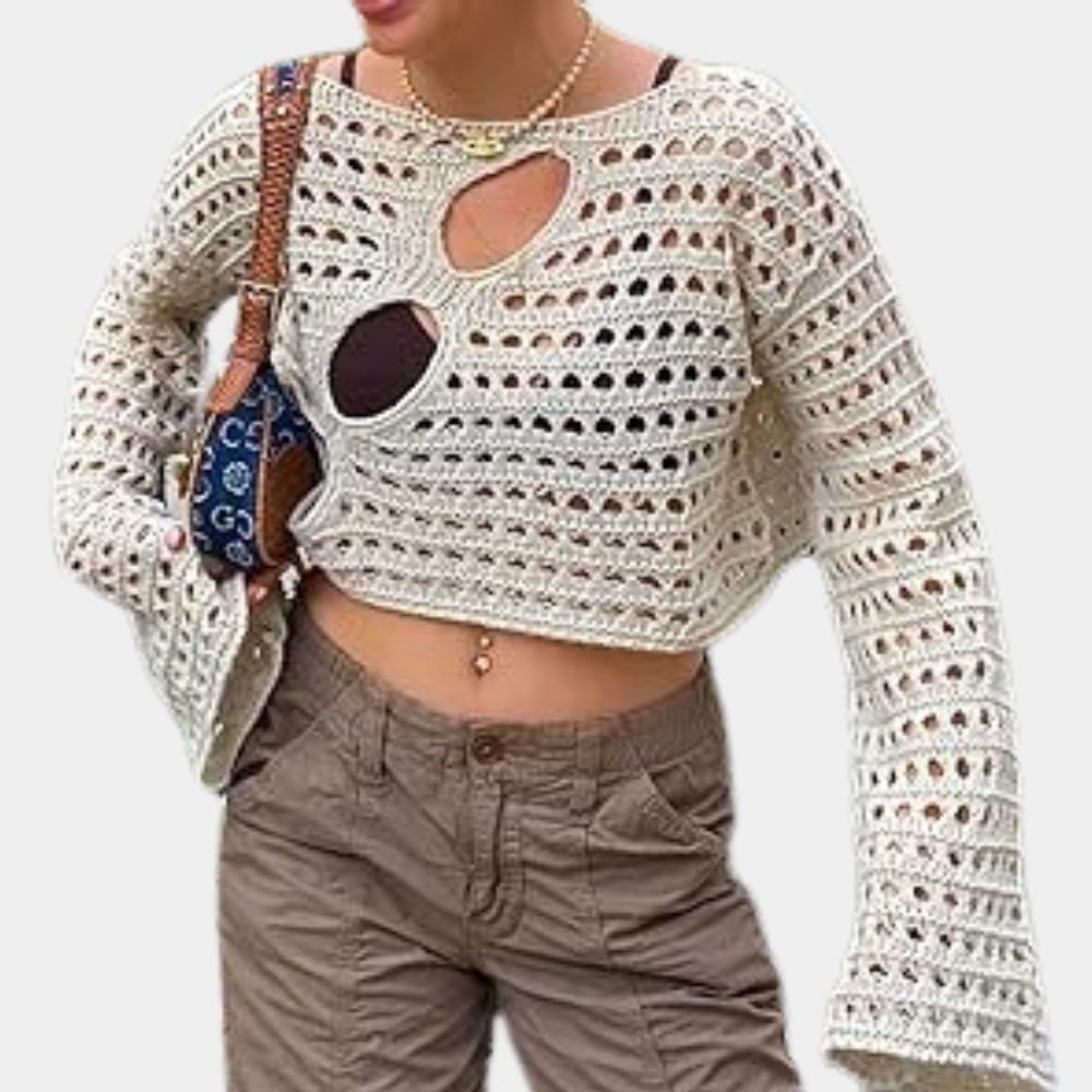Moderne gebreide dames crop top voor de zomer