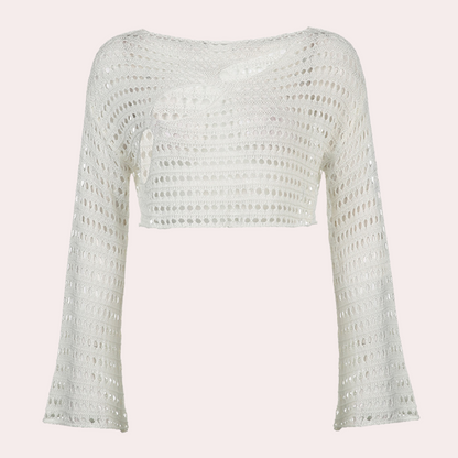 Moderne gebreide dames crop top voor de zomer