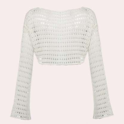 Moderne gebreide dames crop top voor de zomer