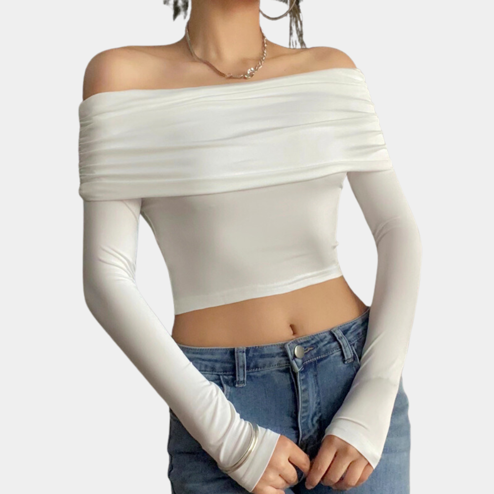 Damestop met lange mouwen en off-shoulder voor de zomer