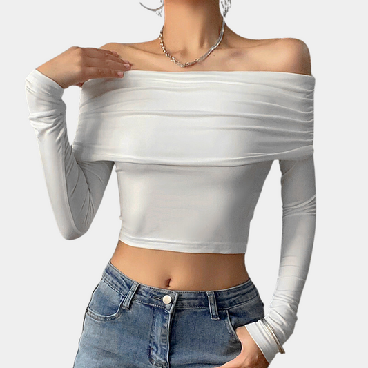 Damestop met lange mouwen en off-shoulder voor de zomer