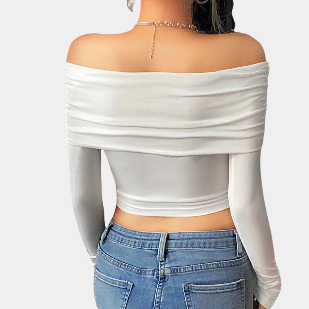 Damestop met lange mouwen en off-shoulder voor de zomer