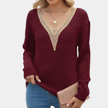 Gebreide damestop met lange mouwen - Zomerse Stijl