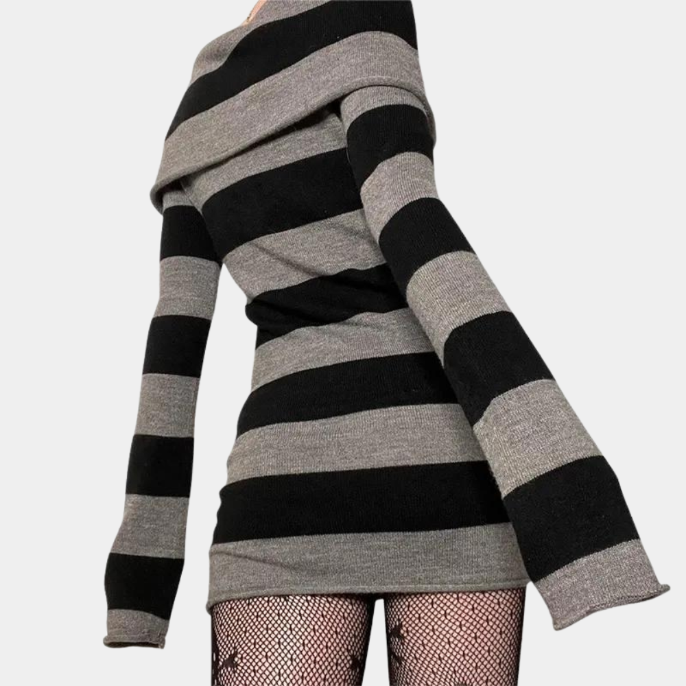 Stijlvolle gebreide off-shoulder mini zomerjurk voor dames