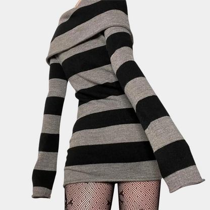 Stijlvolle gebreide off-shoulder mini zomerjurk voor dames