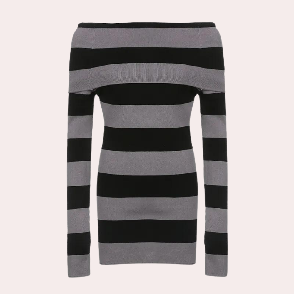 Stijlvolle gebreide off-shoulder mini zomerjurk voor dames