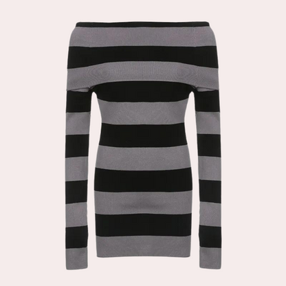 Stijlvolle gebreide off-shoulder mini zomerjurk voor dames