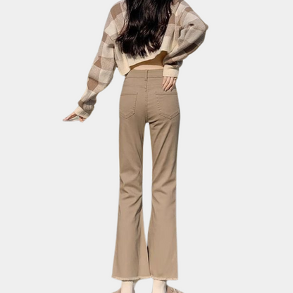 Zomerse uitlopende denim broek voor dames