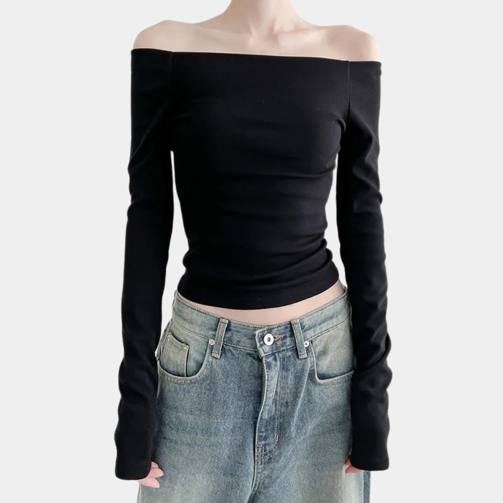 Off-shoulder damestop met lange mouwen voor de zomer