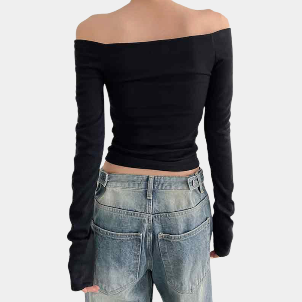 Off-shoulder damestop met lange mouwen voor de zomer