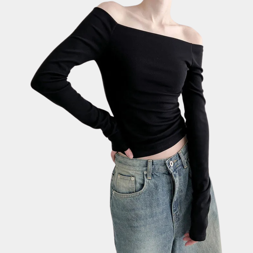 Off-shoulder damestop met lange mouwen voor de zomer