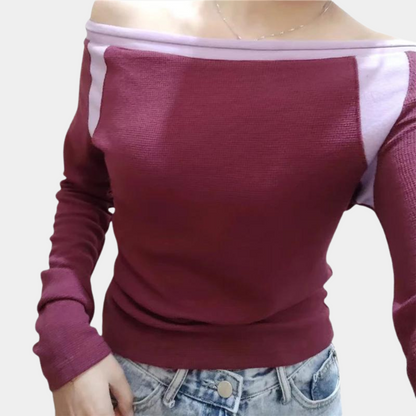 Off-shoulder damestop met lange mouwen voor de zomer