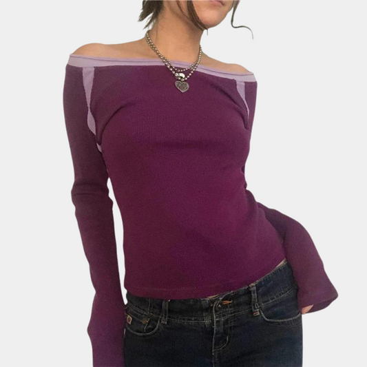 Off-shoulder damestop met lange mouwen voor de zomer