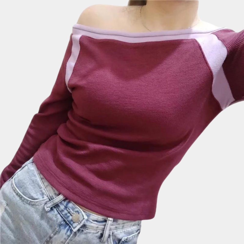 Off-shoulder damestop met lange mouwen voor de zomer