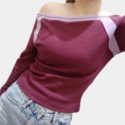 Off-shoulder damestop met lange mouwen voor de zomer