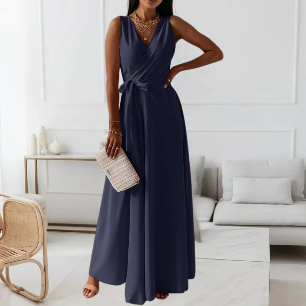 Elegante dames maxi-jurk met v-hals voor de zomer