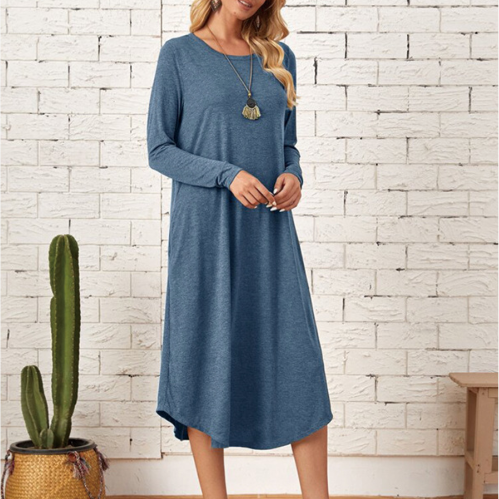 Casual damesjurk met lange mouwen voor de zomer
