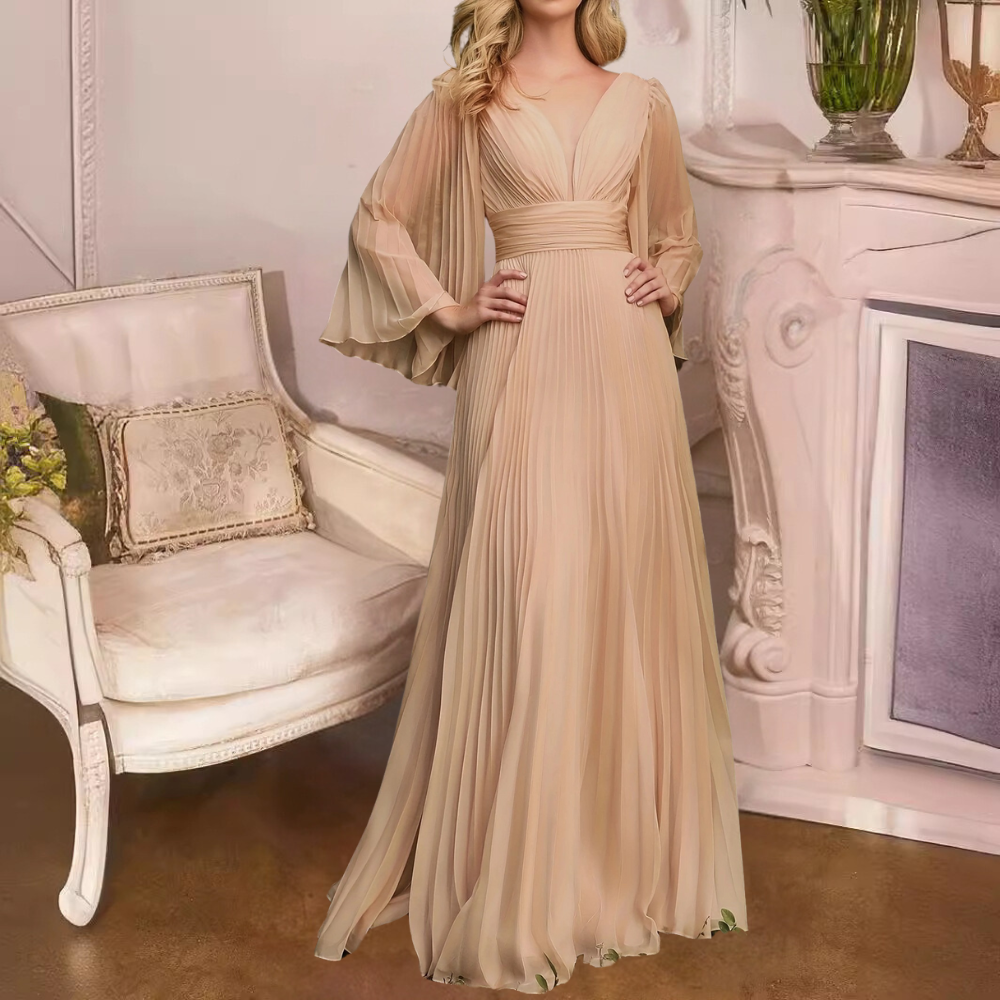 Furman - Elegante en geplooide maxi-jurk voor dames - Zomerse Stijl