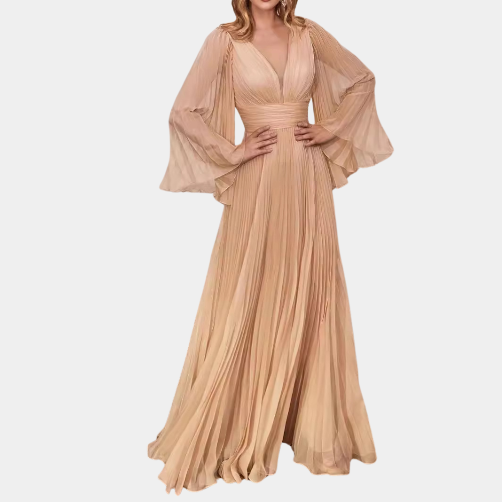 Furman - Elegante en geplooide maxi-jurk voor dames - Zomerse Stijl