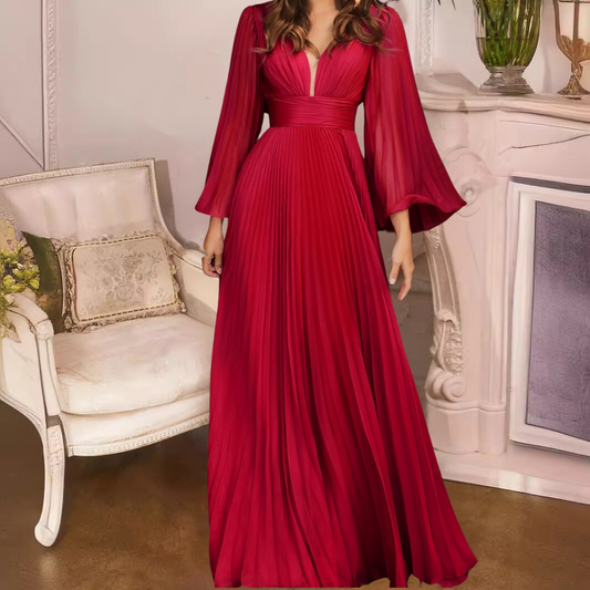 Furman - Elegante en geplooide maxi-jurk voor dames - Zomerse Stijl