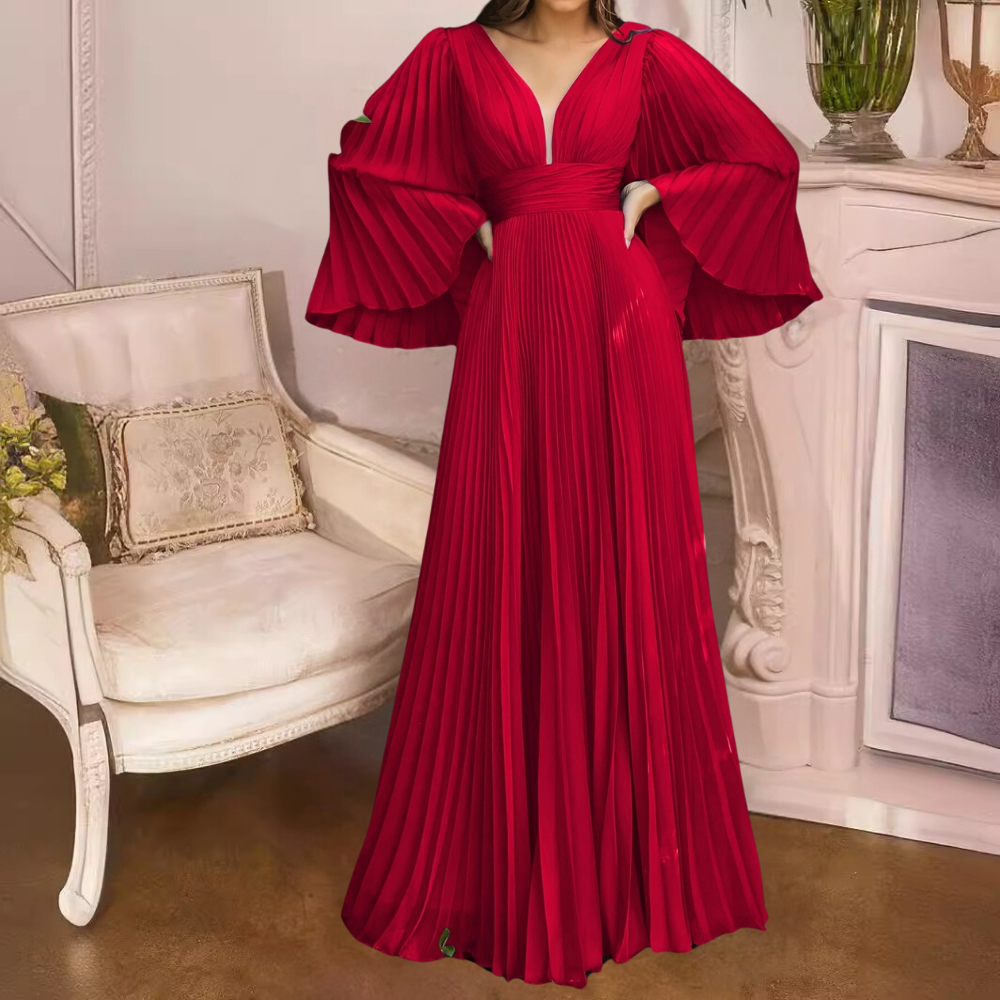 Furman - Elegante en geplooide maxi-jurk voor dames - Zomerse Stijl