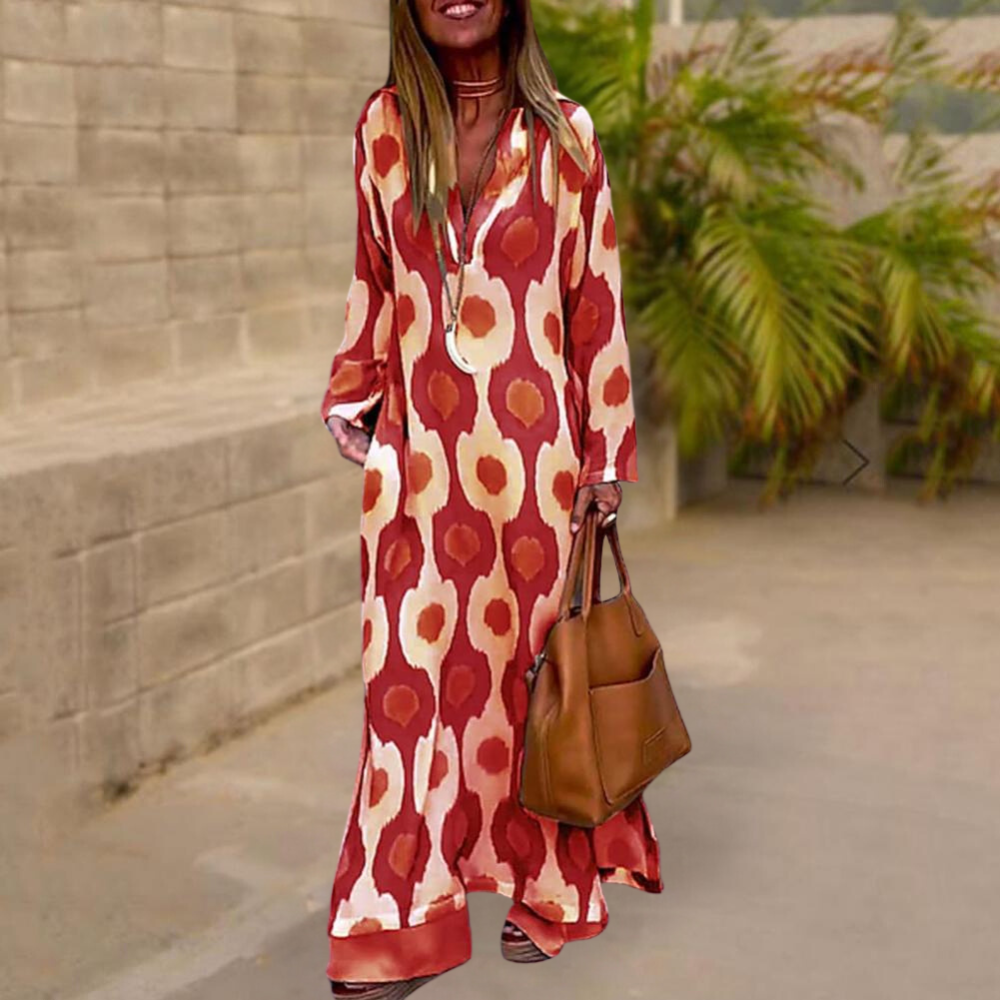 Isla - Zomerse maxi-jurk voor dames met lange mouwen
