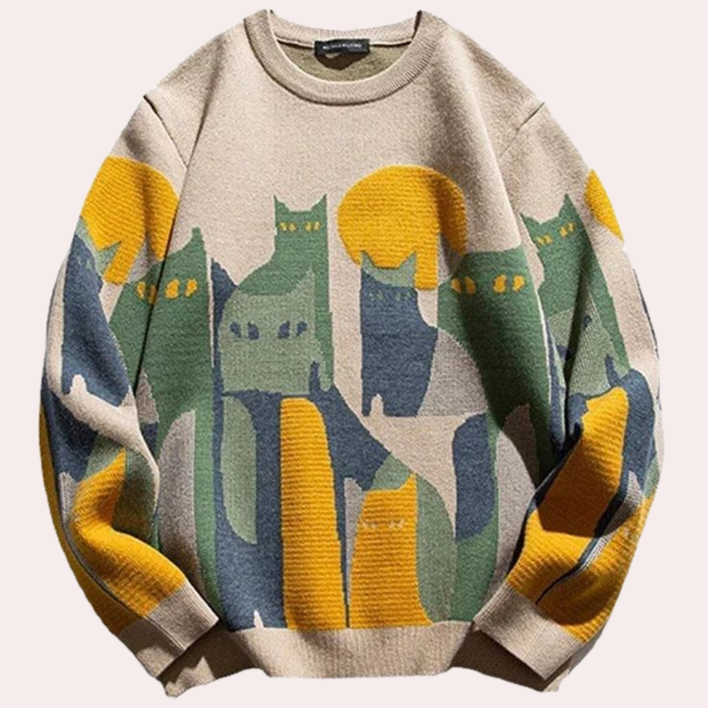 Erin - Luchtige damestrui met kattenprint voor de zomer