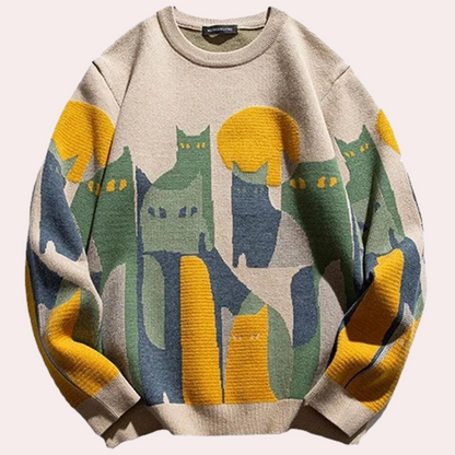 Erin - Luchtige damestrui met kattenprint voor de zomer