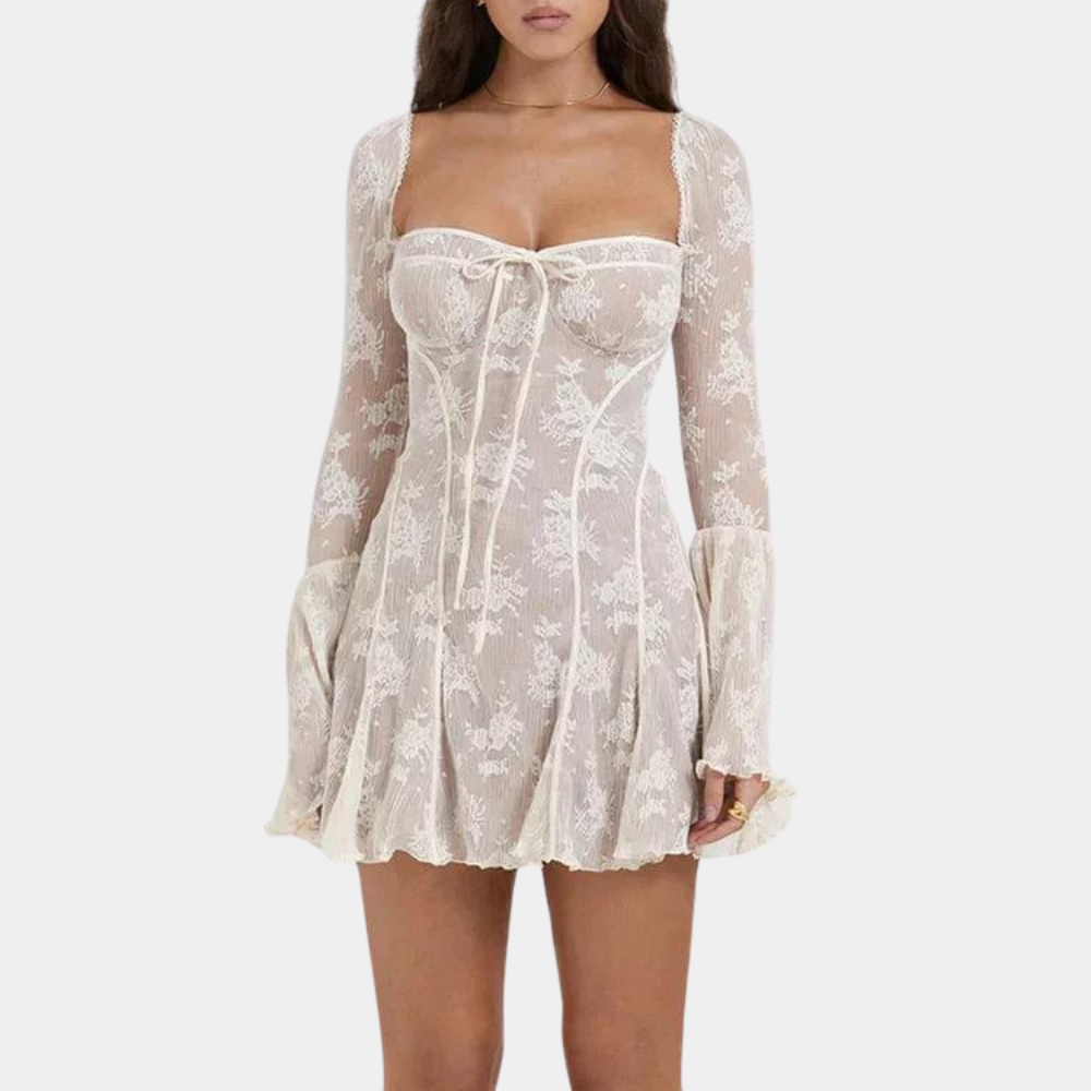 Nikolina - Romantische Zomer Mini Jurk met Kanten
