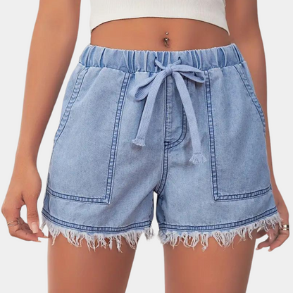Rosalba - Zomerse dames short met golfzoom en trekkoord