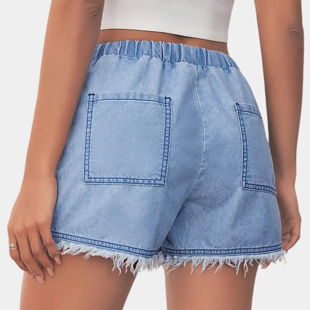 Rosalba - Zomerse dames short met golfzoom en trekkoord