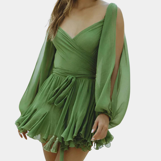 Gloria - Betoverende en luchtige zomerjurk voor dames met lantermouwen, perfect voor zonnige dagen