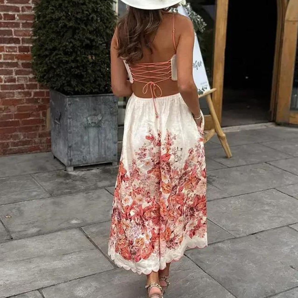Isabella - Elegante Zomer Halterjurk met Verfijnde A-lijn en Mouwloos Design