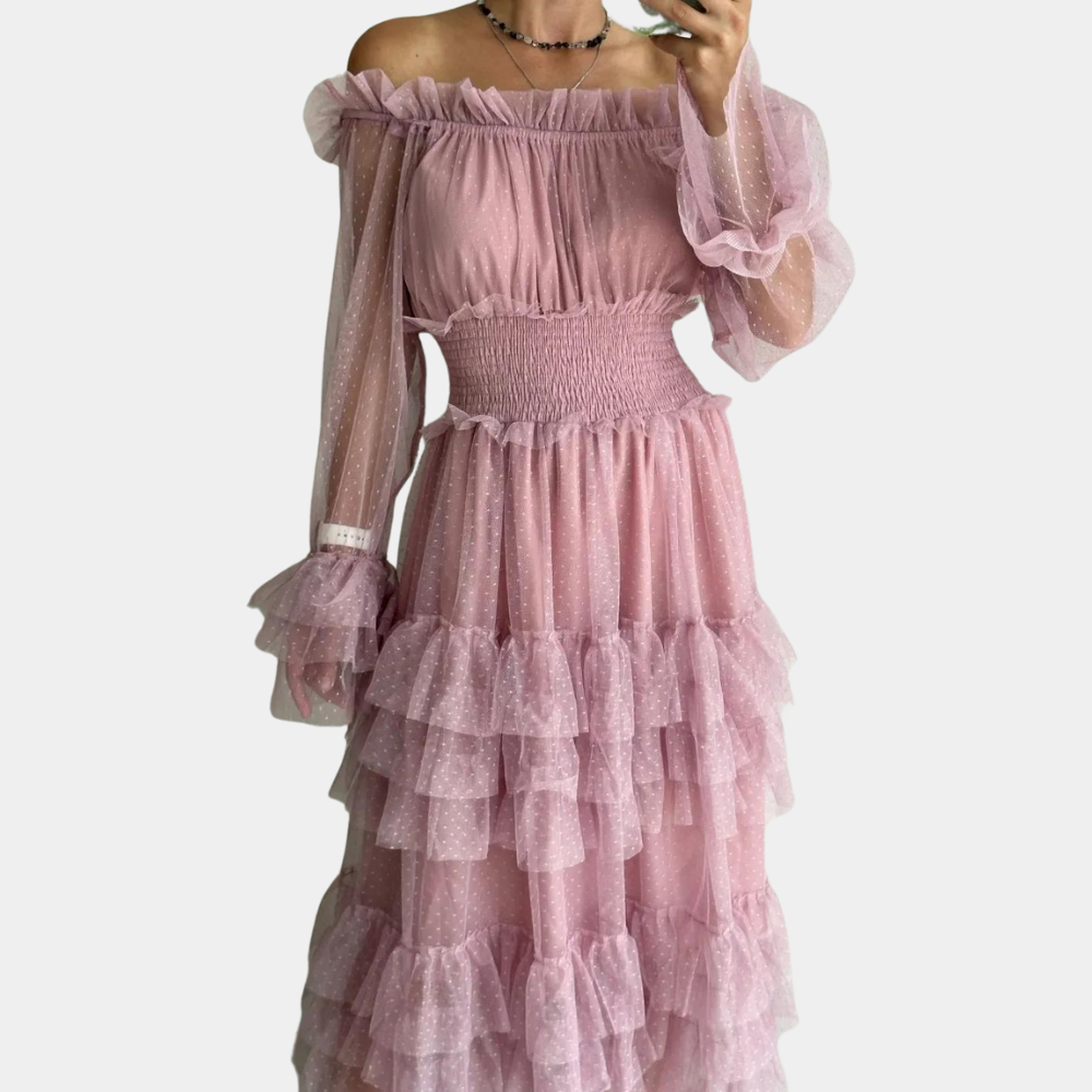 Stella - Zomerse feestjurk van mesh voor dames