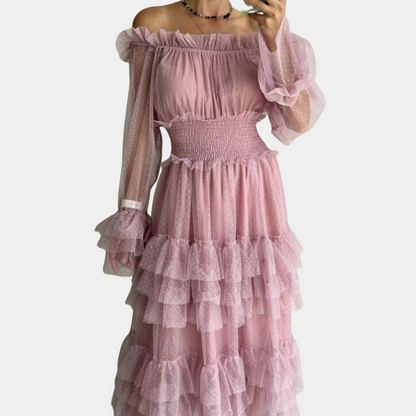 Stella - Zomerse feestjurk van mesh voor dames