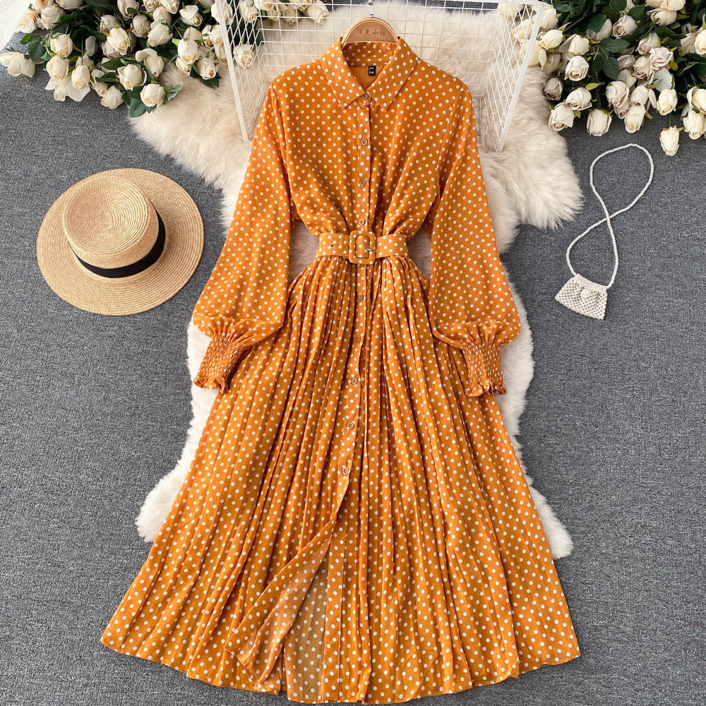 Nana - Zomerse Maxi-jurk met Stippen en Geplooide Details