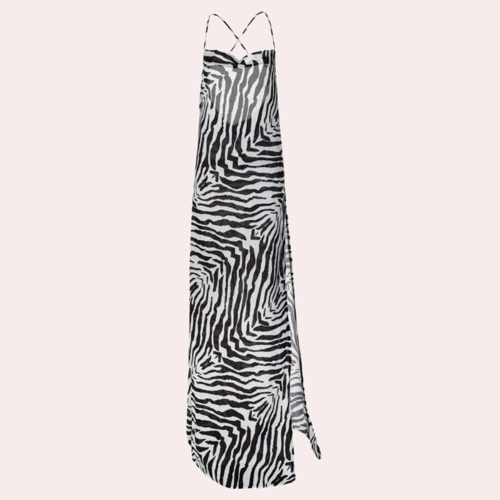 Dayana - Gedurfde Rugloze Maxi met Zebra Strepen voor de Zomer