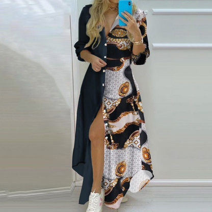 Antonia - Luxe Zomerjurk met Artistieke Kranten Print