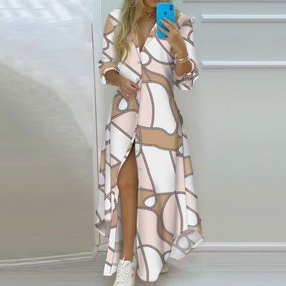 Antonia - Luxe Zomerjurk met Artistieke Kranten Print