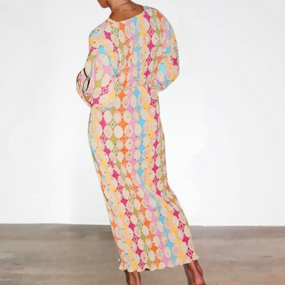 Hilde - Elegante kleurrijke lange zomerjurk voor vrouwen