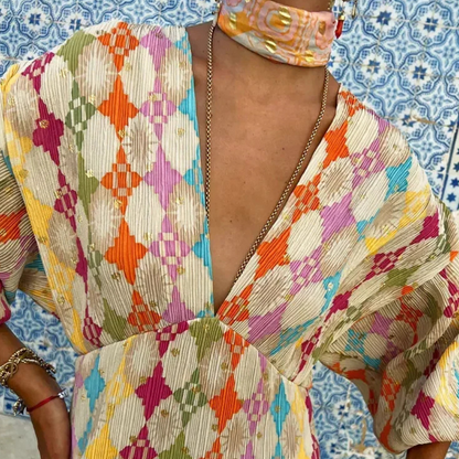 Hilde - Elegante kleurrijke lange zomerjurk voor vrouwen