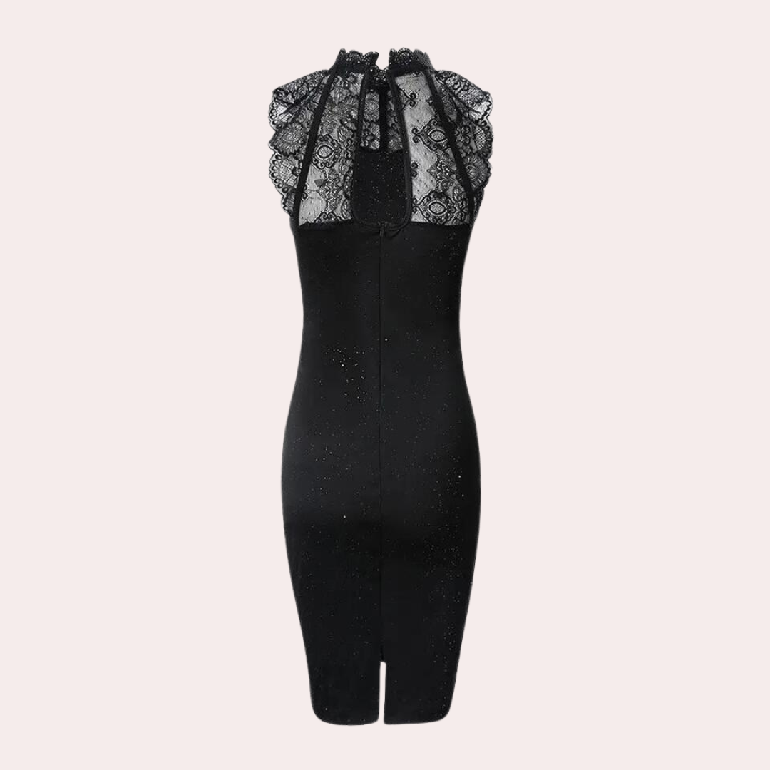Blanka – Dames Zomerglitterjurk met Verfijnd Kant en Stralende Glans