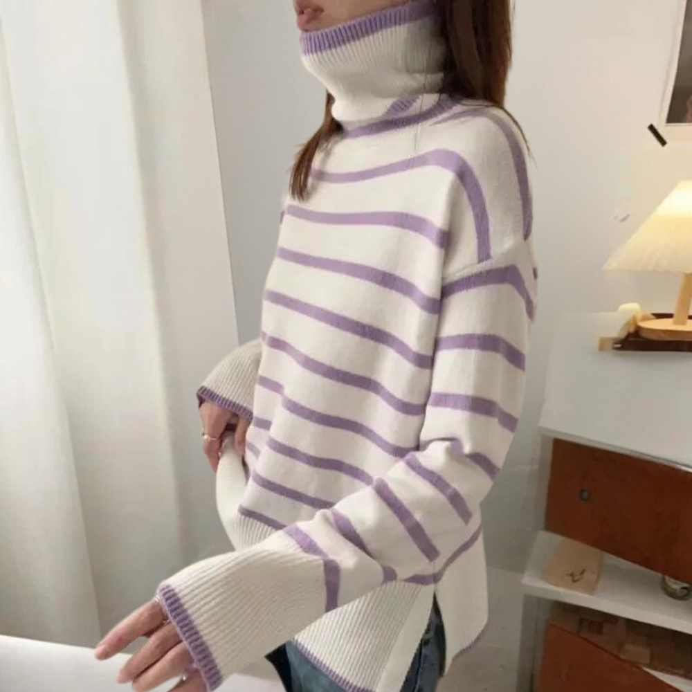Clarice - Trendy gestreepte coltrui voor dames, perfect voor de lente en zomer