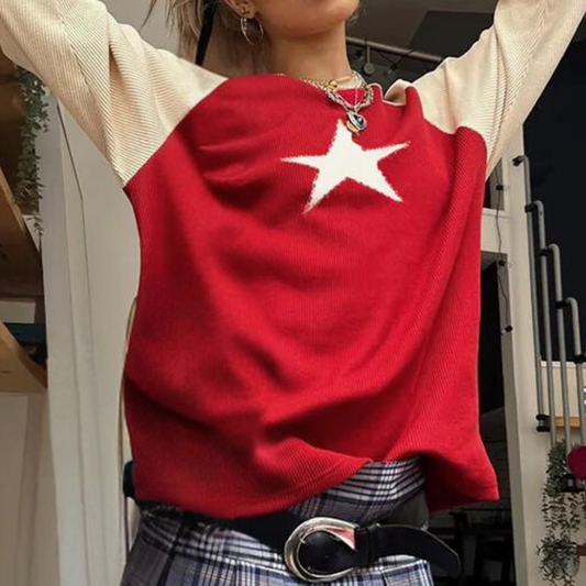 Yaretzi - Trendy Sterrenprint Zomerse Trui voor Dames