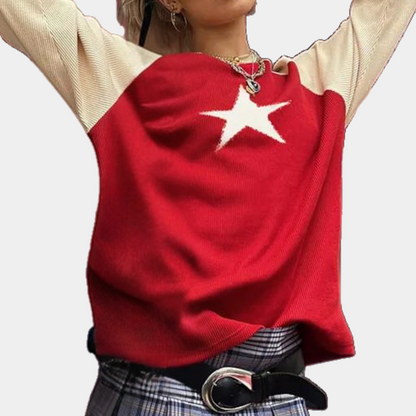 Yaretzi - Trendy Sterrenprint Zomerse Trui voor Dames