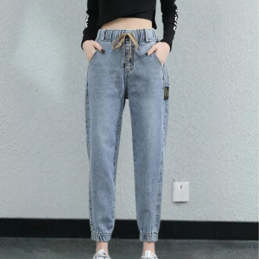 Lucrezia - Casual damesjeans met verstelbaar koord voor de zomer