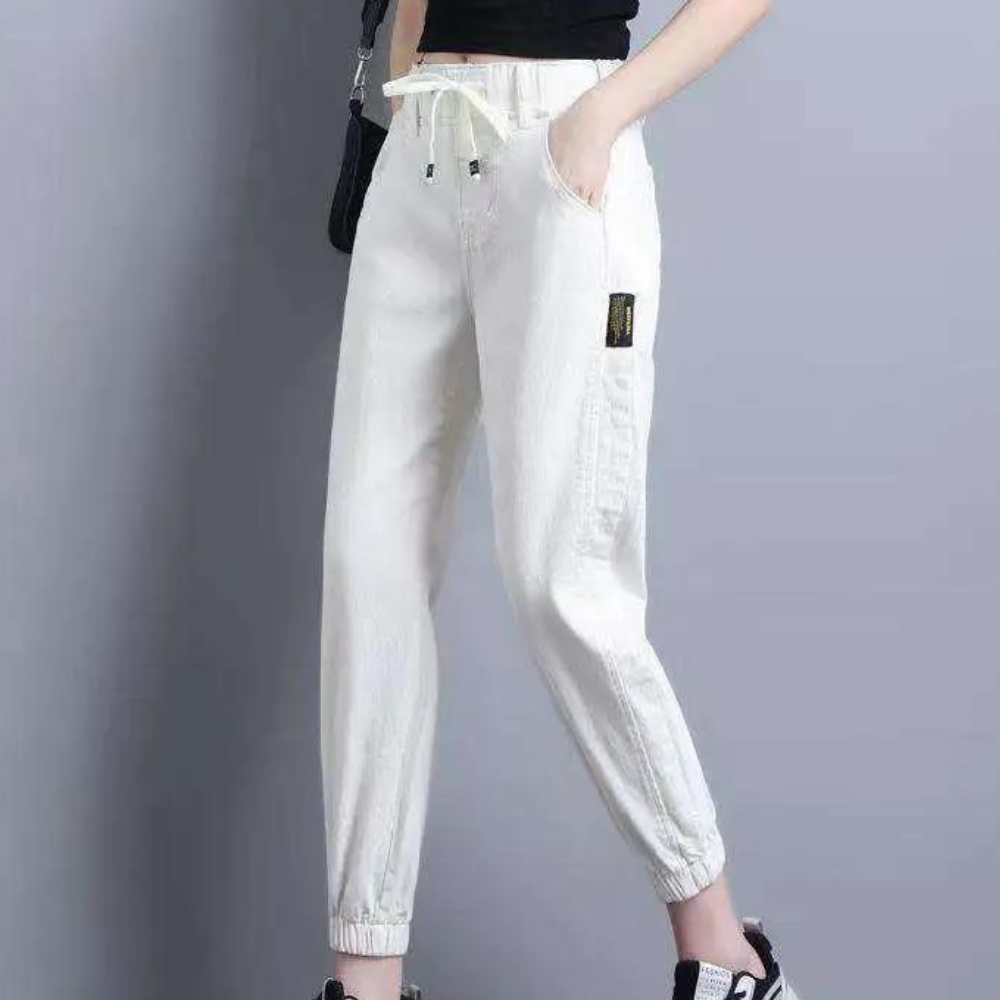Lucrezia - Casual damesjeans met verstelbaar koord voor de zomer