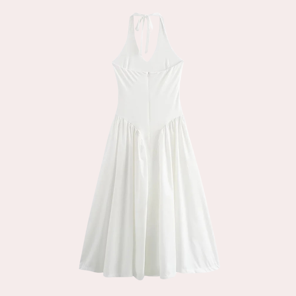 Mani - Elegante Mouwloze Halter Midi Zomerjurk